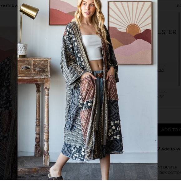 New Oli & Hali Washed Mixed Print Patchwork Duster Black - Picture 3 of 5